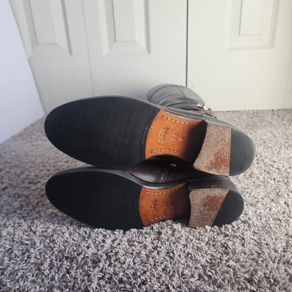 Coach Knee High Brown Leather Boots 7.5B - Picture 9 of 16